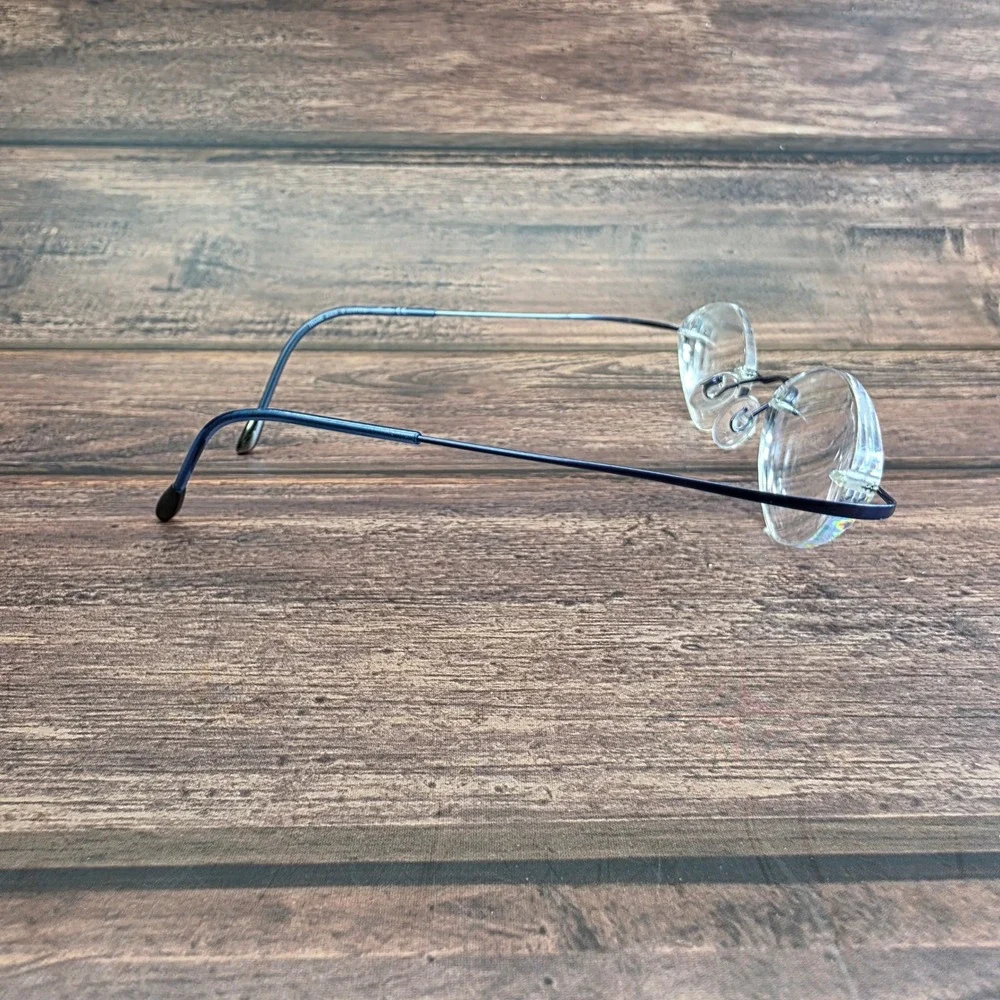 Silhouette M7395 Rimless Cat Eye Eyeglasses Navy Blue Minimalist Frames Austria